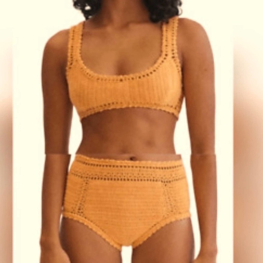 SHE MADE ME Orange Crochet Bikini